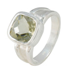 Green Amethyst Solitaire German Silver Green Gemstones Eye catching Contemporary Ring Jewelry