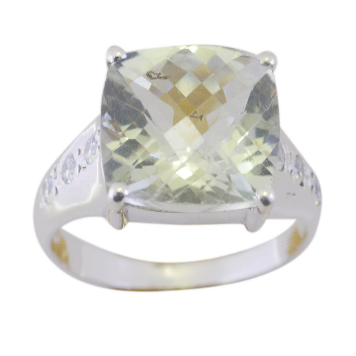 Green Amethyst Halo Moroccan 92.5 Silver Green Gems Versatile Abstract Ring Jewelry Hoofdafbeelding