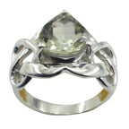 Green Amethyst Solitaire Russian Silver Green Gemstone Slim Romantic Ring Jewellery