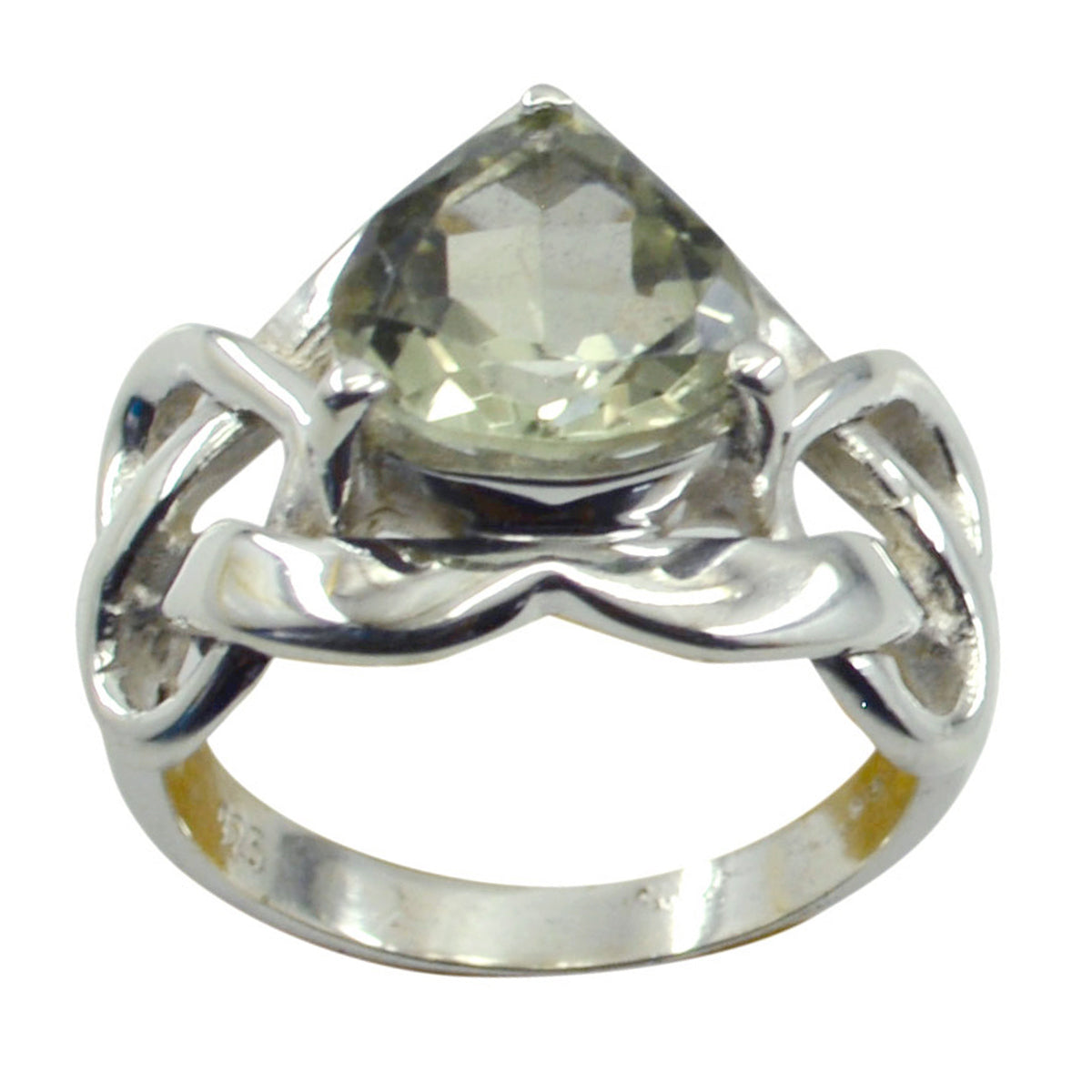 Green Amethyst Solitaire Russian Silver Green Gemstone Slim Romantic Ring Jewellery