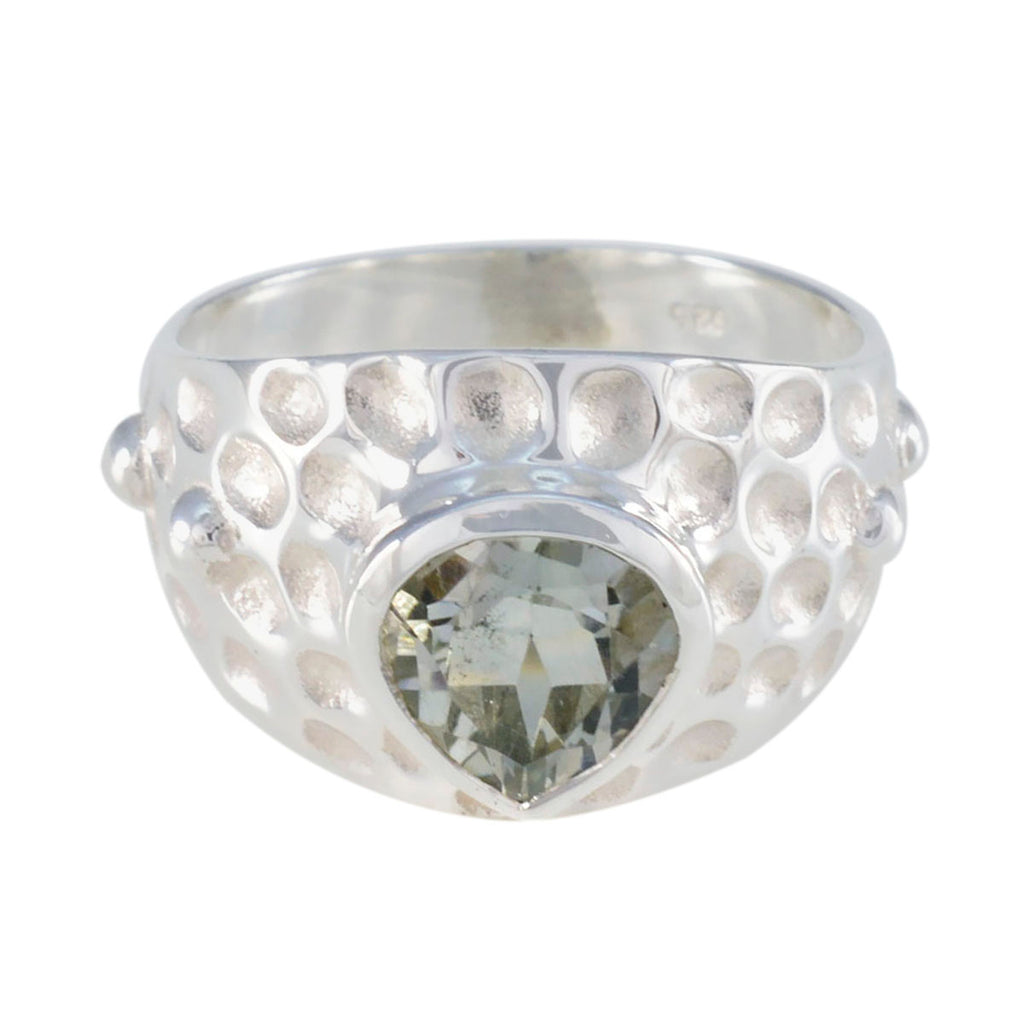Green Amethyst Solitaire Egyptian Silver Green Gems Classic Luxurious Ring Jewellery