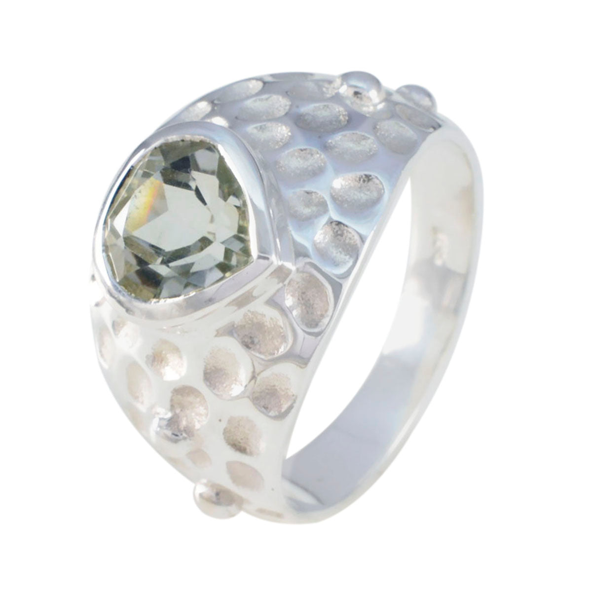 Green Amethyst Solitaire Egyptian Silver Green Gems Classic Luxurious Ring Jewellery