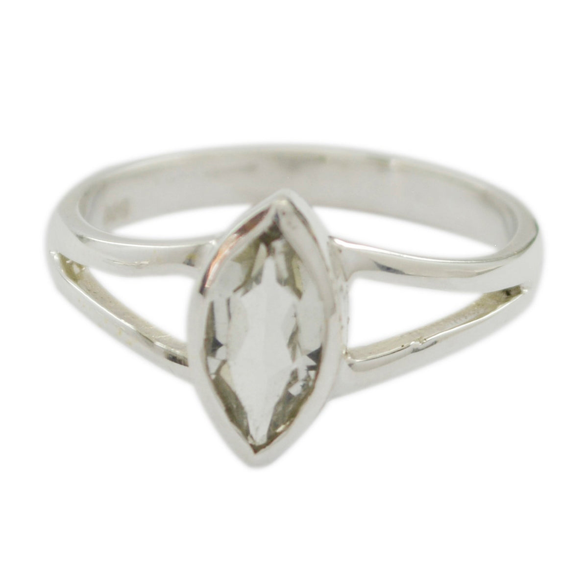 Green Amethyst Solitaire Korean Sterling Silver Green Gems Dainty Geometric Ring Jewellery