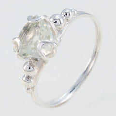 Green Amethyst Solitaire Turkish 925 Sterling Silver Green Gems Delicate Rope Wire Ring Jewelry