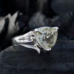 Green Amethyst Solitaire Russian 925 Sterling Silver Green Gems Classic Ethnic Ring Jewelry