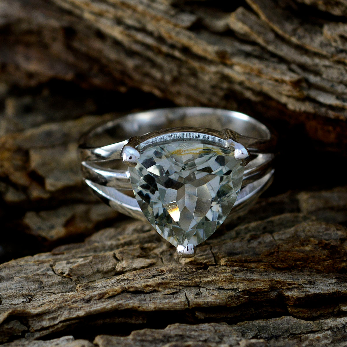 Green Amethyst Solitaire Russian 925 Sterling Silver Green Gems Classic Ethnic Ring Jewelry