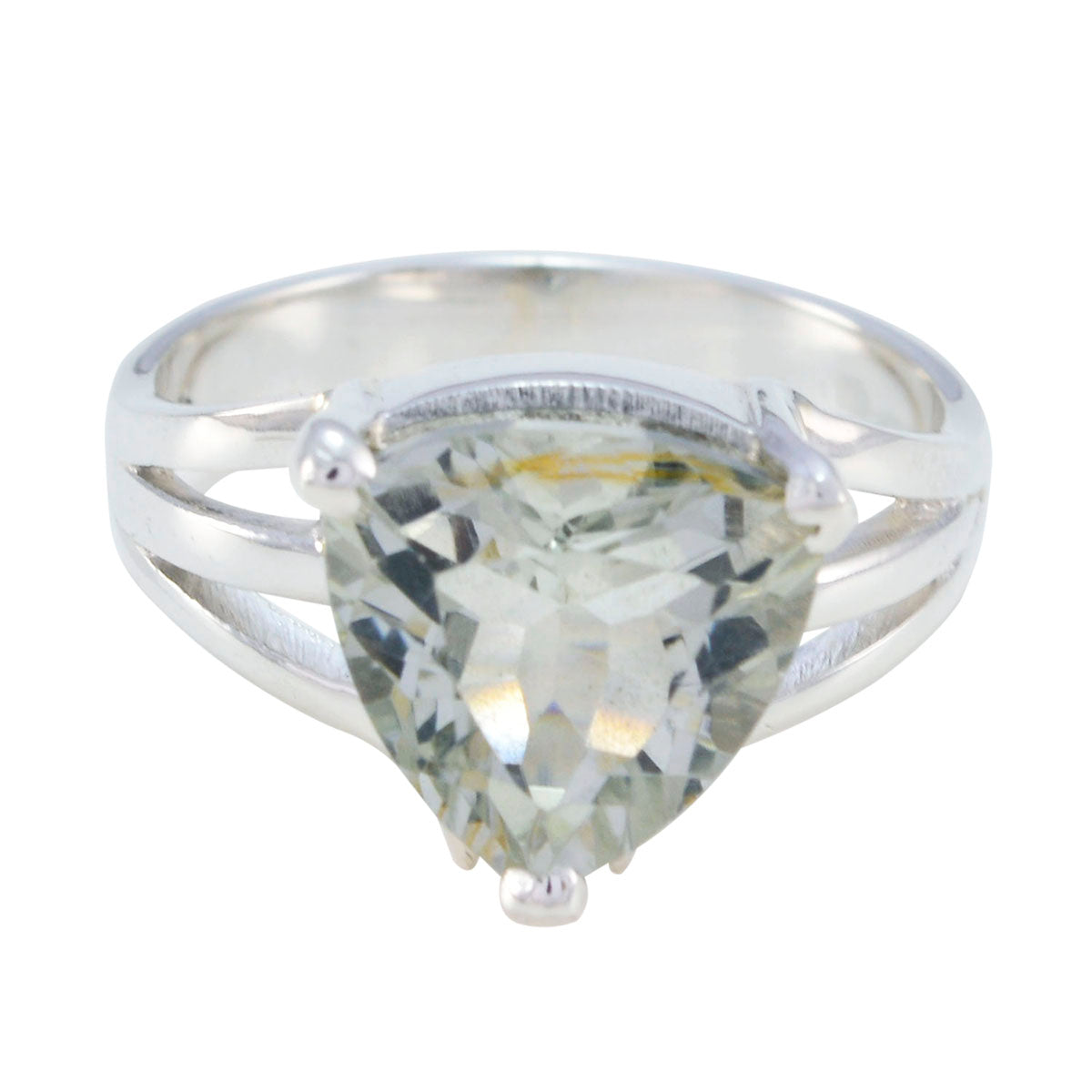 Green Amethyst Solitaire Russian 925 Sterling Silver Green Gems Classic Ethnic Ring Jewelry