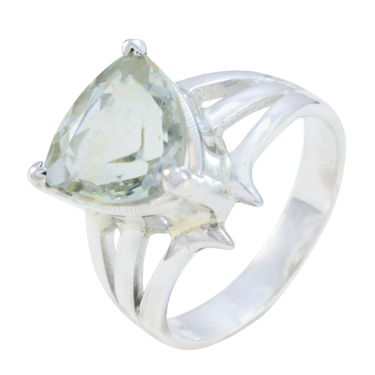 Green Amethyst Solitaire Russian 925 Sterling Silver Green Gems Classic Ethnic Ring Jewelry