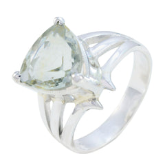 Green Amethyst Solitaire Russian 925 Sterling Silver Green Gems Classic Ethnic Ring Jewelry