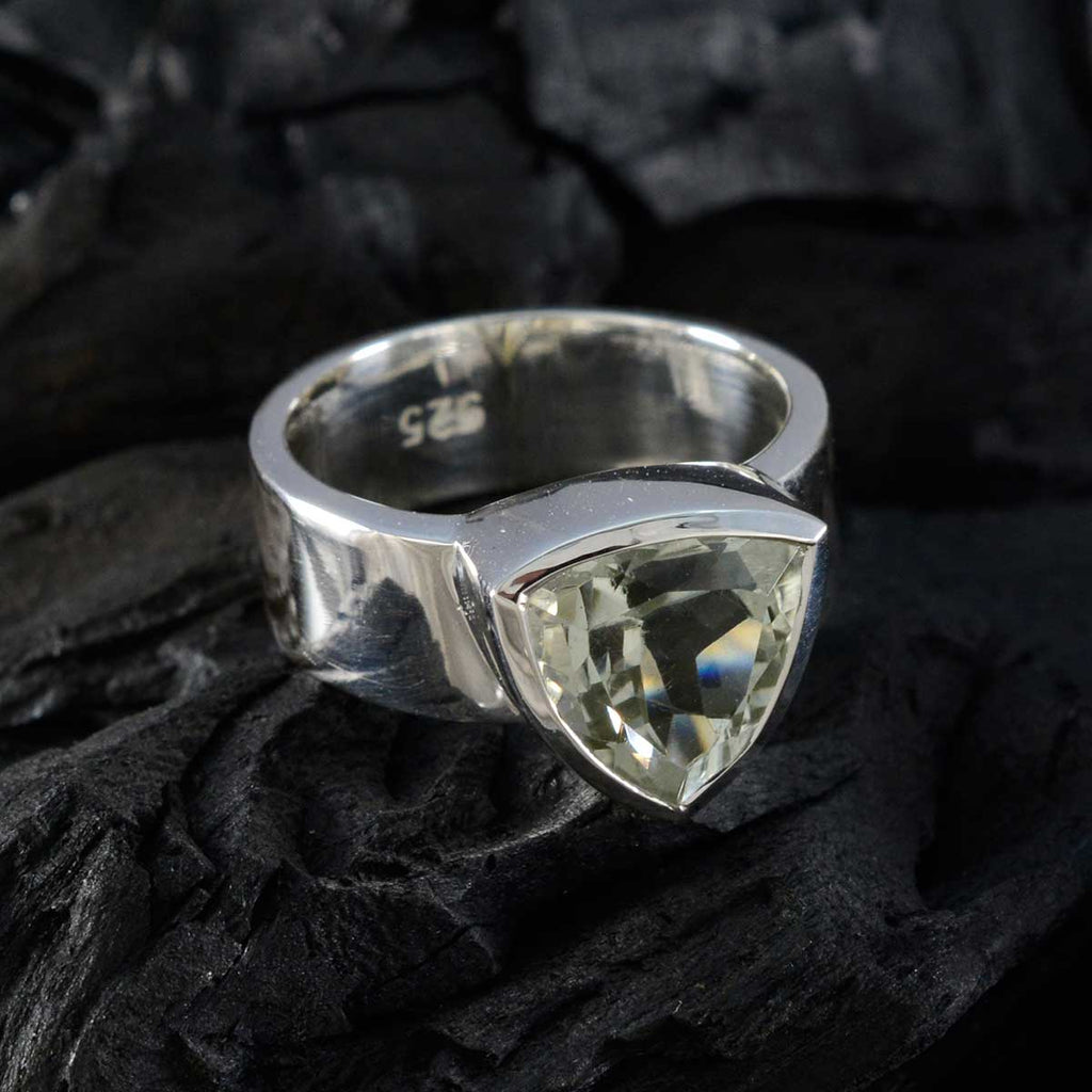 Green Amethyst Solitaire Moroccan Silver Green Gems Eye catching Signet Band Jewellery