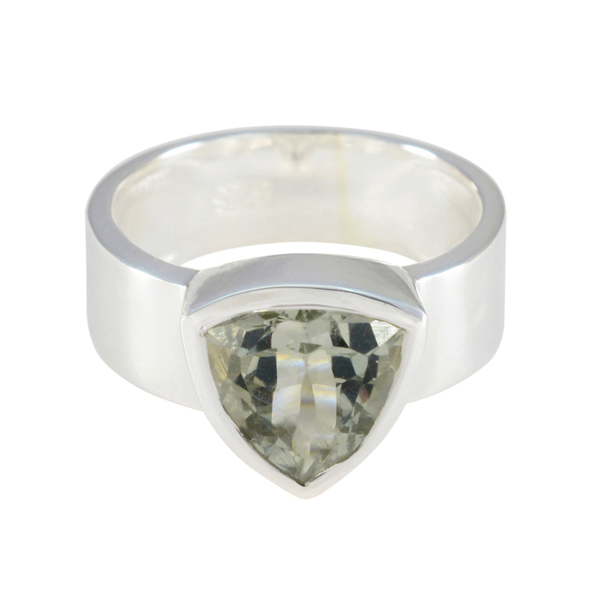 Green Amethyst Solitaire Moroccan Silver Green Gems Eye catching Signet Band Jewellery