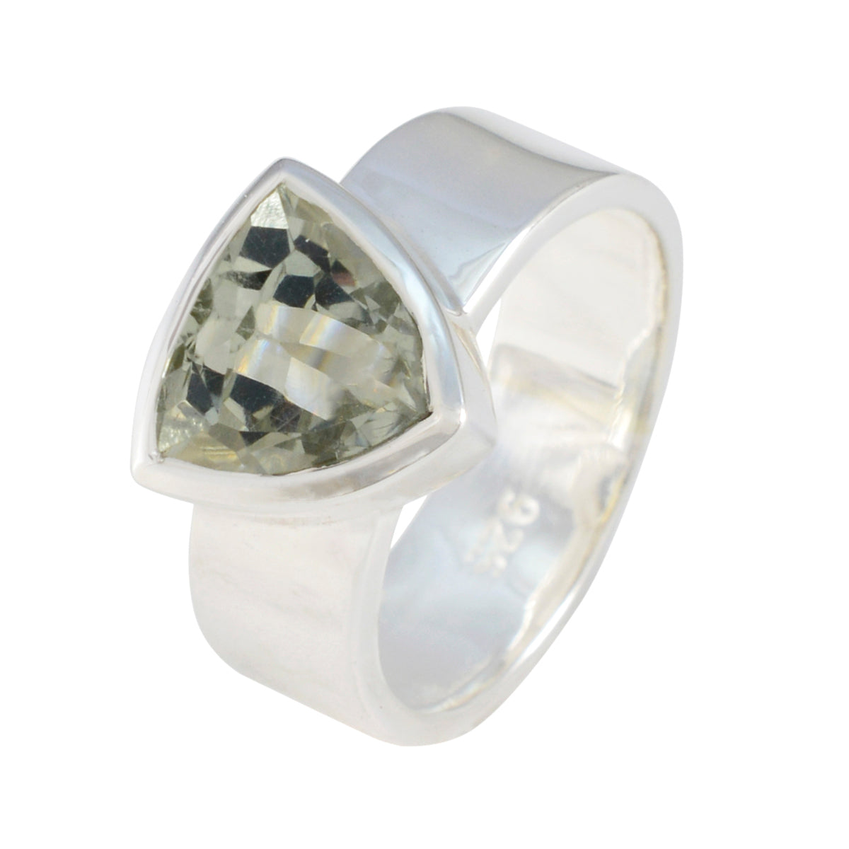 Green Amethyst Solitaire Moroccan Silver Green Gems Eye catching Signet Band Jewellery