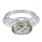 Green Amethyst Solitaire Italian 925 Sterling Silver Green Gemstone Edgy Armor Ring Jewelry