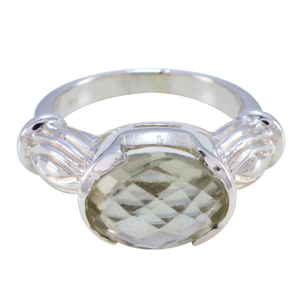 Green Amethyst Solitaire Italian 925 Sterling Silver Green Gemstone Edgy Armor Ring Jewelry