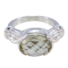 Green Amethyst Solitaire Italian 925 Sterling Silver Green Gemstone Edgy Armor Ring Jewelry