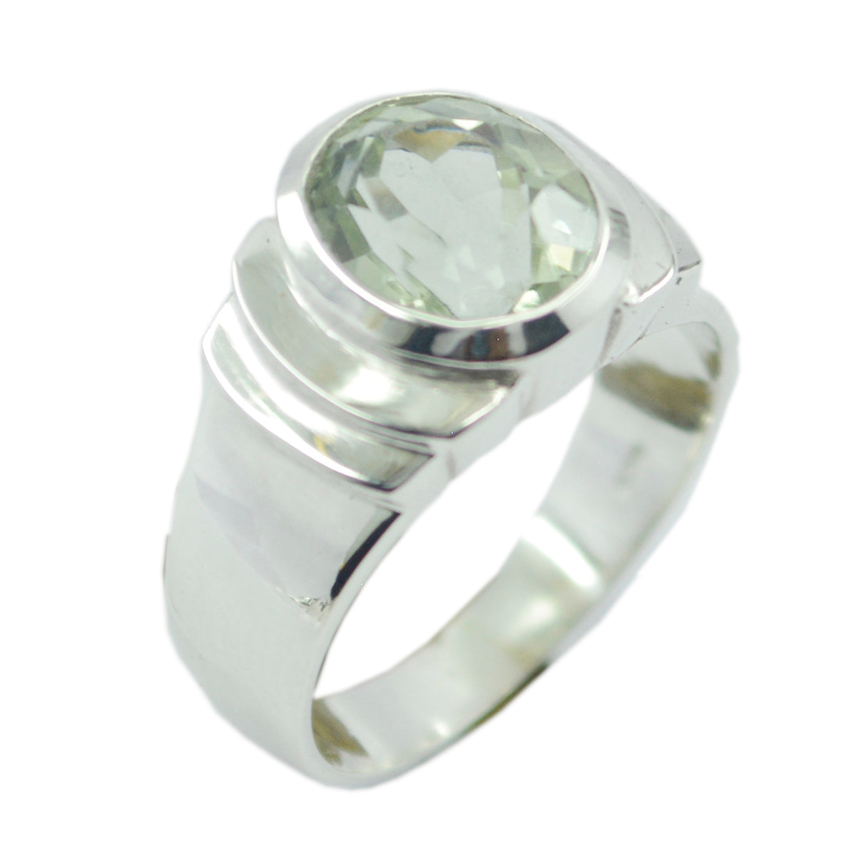 Green Amethyst Solitaire Indian 925 Sterling Silver Green Gems Eye catching Promise Ring Jewellery Huvudsaklig produktbild