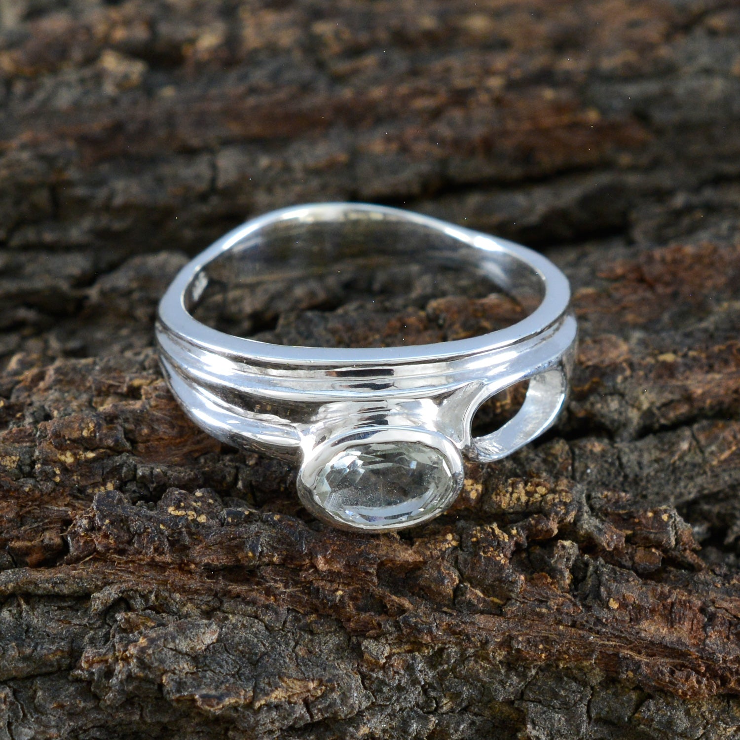 Green Amethyst Solitaire Japanese 925 Sterling Silver Green Gems Whisper thin Abstract Ring Jewelry