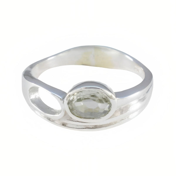 Green Amethyst Solitaire Japanese 925 Sterling Silver Green Gems Whisper thin Abstract Ring Jewelry