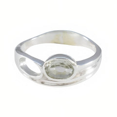 Green Amethyst Solitaire Japanese 925 Sterling Silver Green Gems Whisper thin Abstract Ring Jewelry