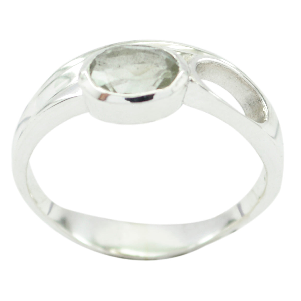 Green Amethyst Solitaire Japanese 925 Sterling Silver Green Gems Whisper thin Abstract Ring Jewelry