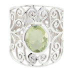 Green Amethyst Solitaire Italian Sterling Silver Green Gemstones Eye catching Filigree Ring Jewellery