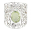 Green Amethyst Solitaire Italian Sterling Silver Green Gemstones Eye catching Filigree Ring Jewellery