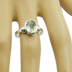 Green Amethyst Solitaire Russian 925 Silver Green Gems Minimal Trendy Ring Jewellery
