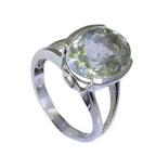 Green Amethyst Solitaire Russian 92.5 Silver Green Gems Mid weight Sophisticated Ring Jewelry