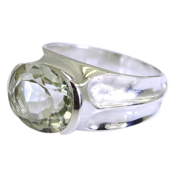 Green Amethyst Solitaire African Sterling Silver Green Gemstone Minimal Ethnic Ring Jewellery