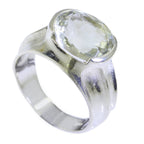 Green Amethyst Solitaire African Sterling Silver Green Gemstone Minimal Ethnic Ring Jewellery