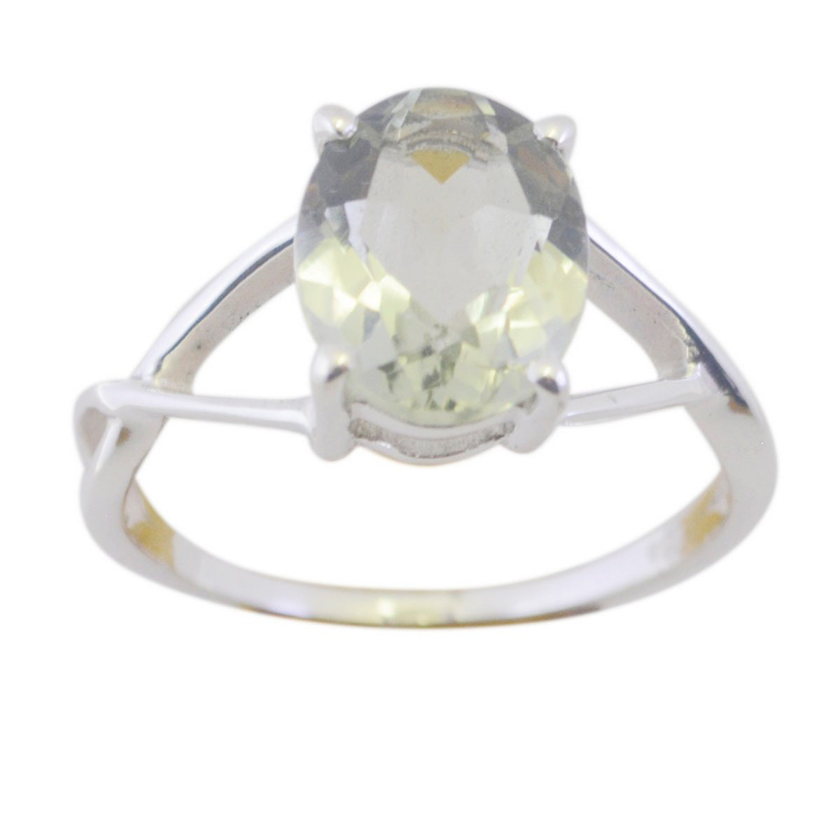 Green Amethyst Solitaire Turkish Silver Green Gemstones Delicate Glamorous Ring Jewelry Immagine principale del prodotto