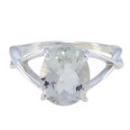 Green Amethyst Solitaire Turkish Silver Green Gemstones Delicate Glamorous Ring Jewelry