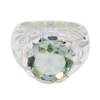 Green Amethyst Solitaire French 925 Sterling Silver Green Gemstones Chunky Contemporary Ring Jewellery