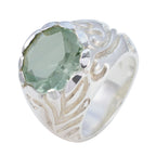 Green Amethyst Solitaire French 925 Sterling Silver Green Gemstones Chunky Contemporary Ring Jewellery