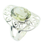 Green Amethyst Solitaire Indian Sterling Silver Green Gemstone Classic Art Deco Ring Jewellery