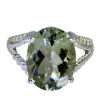 Green Amethyst Solitaire Indian 92.5 Silver Green Gems Mid weight Luxurious Ring Jewellery
