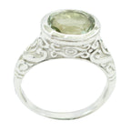 Green Amethyst Solitaire Indian 925 Sterling Silver Green Gemstone Minimal Art Deco Ring Jewellery