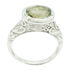 Green Amethyst Solitaire Indian 925 Sterling Silver Green Gemstone Minimal Art Deco Ring Jewellery
