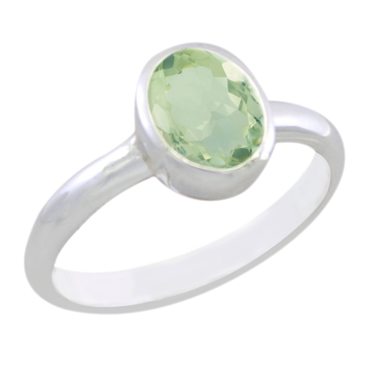 Green Amethyst Solitaire Turkish 925 Silver Green Gemstones Delicate Feminine Ring Jewellery