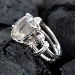 Green Amethyst Solitaire Latin American Silver Green Gemstone Eye catching Rope Wire Ring Jewellery
