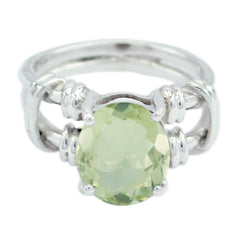 Green Amethyst Solitaire Latin American Silver Green Gemstone Eye catching Rope Wire Ring Jewellery