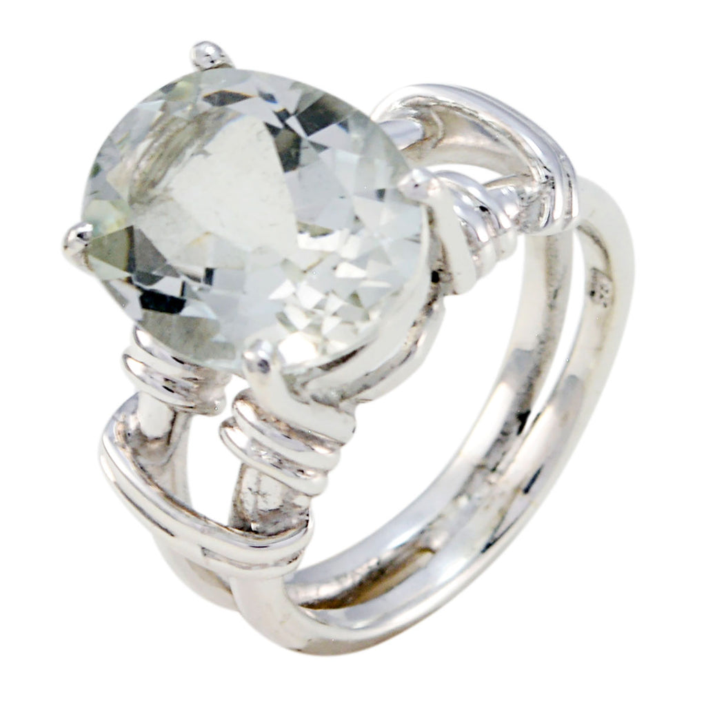 Green Amethyst Solitaire Latin American Silver Green Gemstone Eye catching Rope Wire Ring Jewellery