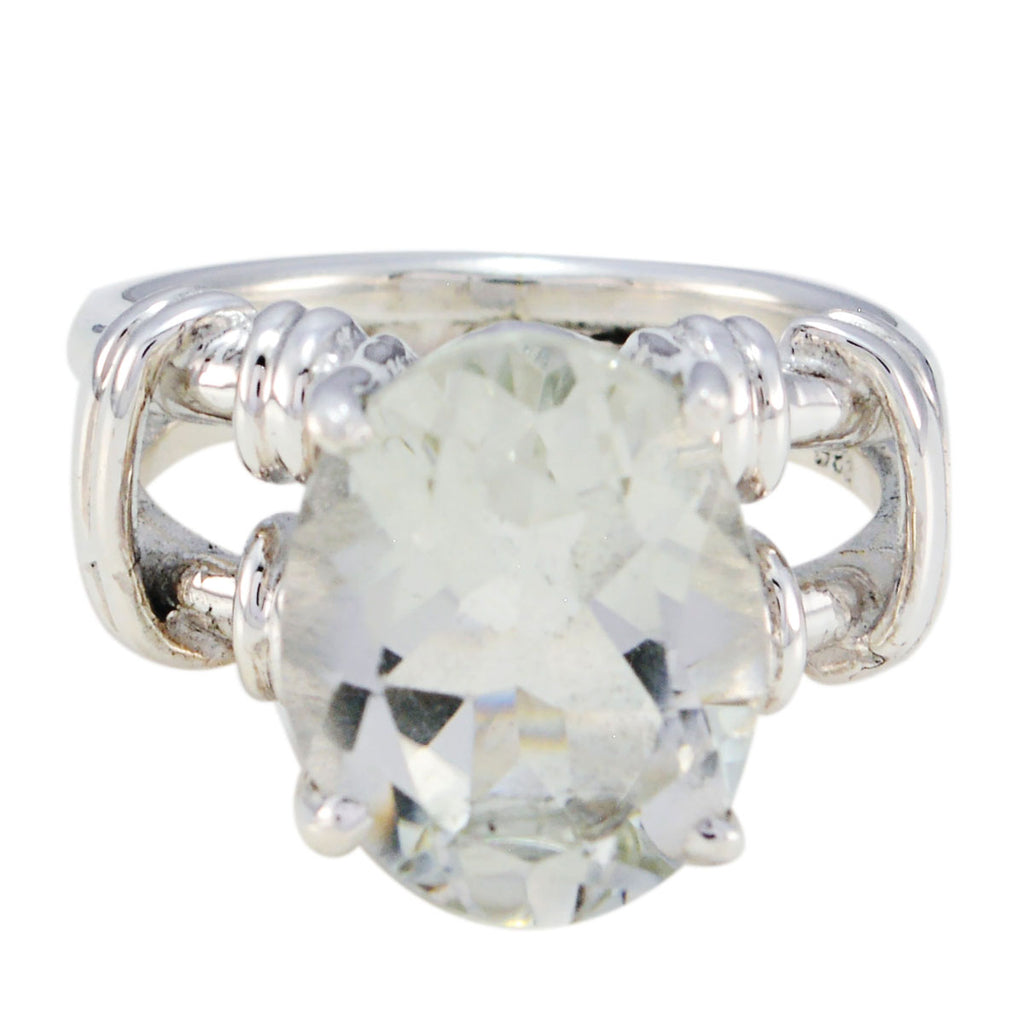 Green Amethyst Solitaire Latin American Silver Green Gemstone Eye catching Rope Wire Ring Jewellery