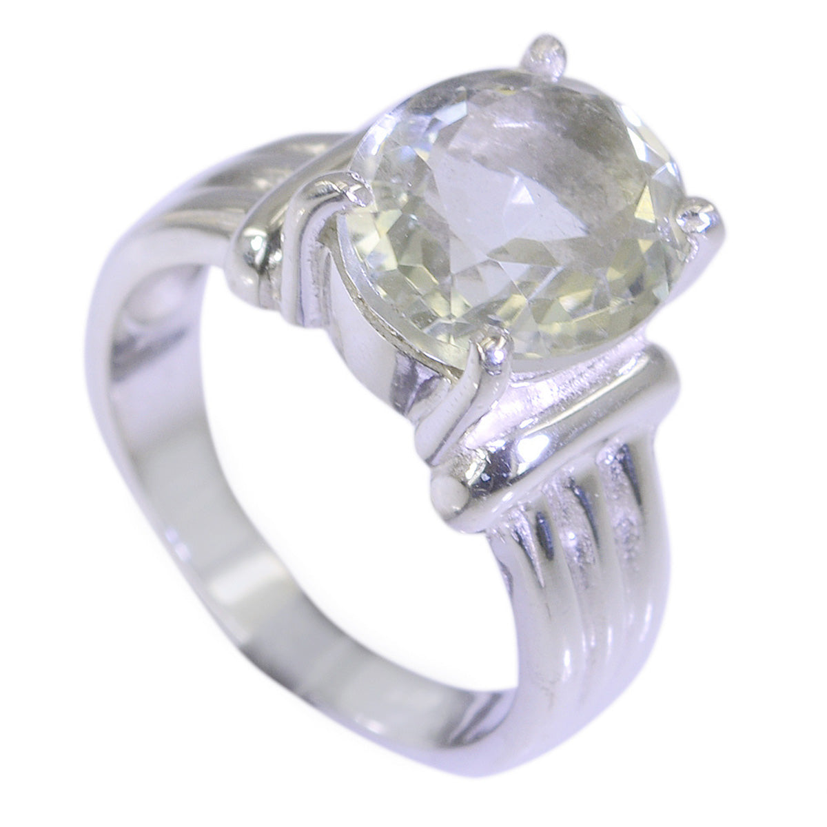 Green Amethyst Solitaire Russian Sterling Silver Green Gemstone Tiny Abstract Ring Jewellery Главное изображение товара