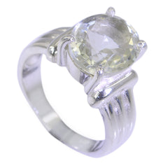 Green Amethyst Solitaire Russian Sterling Silver Green Gemstone Tiny Abstract Ring Jewellery