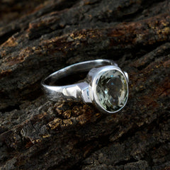 Green Amethyst Solitaire Moroccan Sterling Silver Green Gems Classic Glamorous Ring Jewelry
