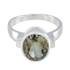 Green Amethyst Solitaire Moroccan Sterling Silver Green Gems Classic Glamorous Ring Jewelry