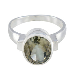 Green Amethyst Solitaire Moroccan Sterling Silver Green Gems Classic Glamorous Ring Jewelry