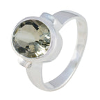Green Amethyst Solitaire Moroccan Sterling Silver Green Gems Classic Glamorous Ring Jewelry