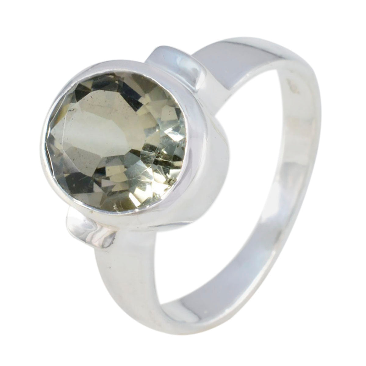 Green Amethyst Solitaire Moroccan Sterling Silver Green Gems Classic Glamorous Ring Jewelry
